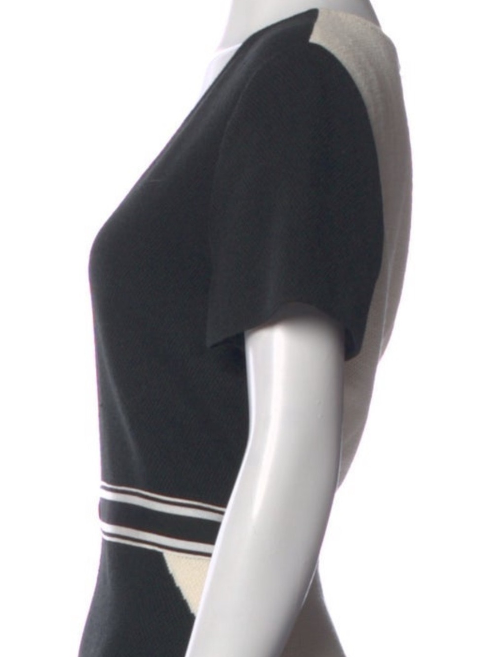 St. John Black & Ivory Colorblock Wool Knit Sheath Dress – Size 10 - Picture 10 of 12